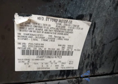 2014 Ford Taurus Sel z USA, uszkodzony, nr VIN 1FAHP2E86EG147923